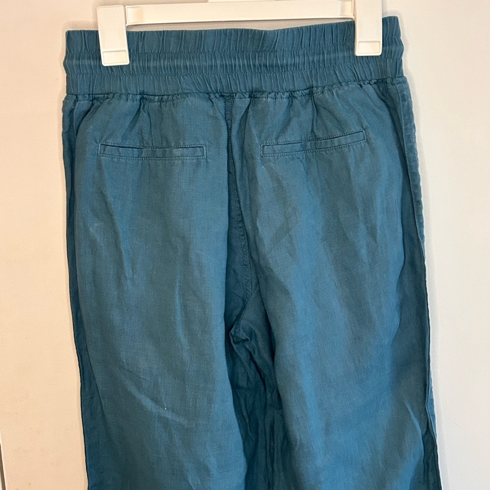 QUNICE TEAL 100% LINEN PULL ON PANTS SIZE SMALL - Picture 8 of 9